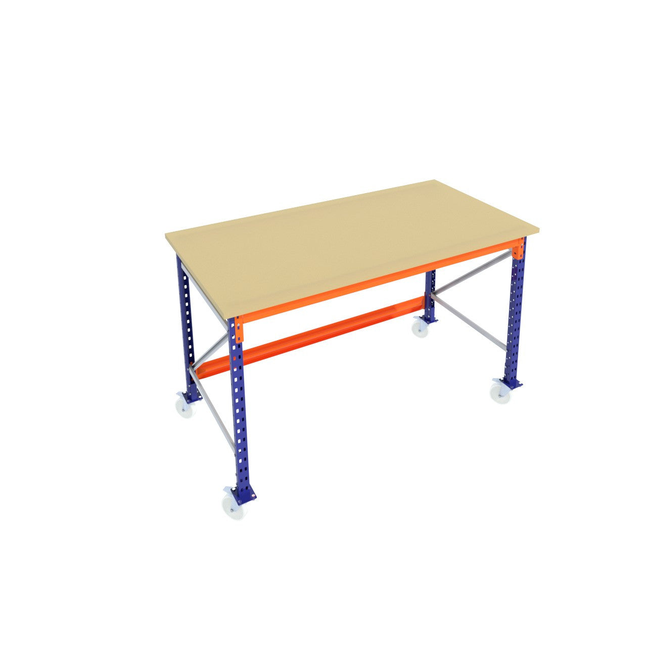 Werkbank op wielen - Blauw - Alle afmetingen - Enkel werkblad 25 mm