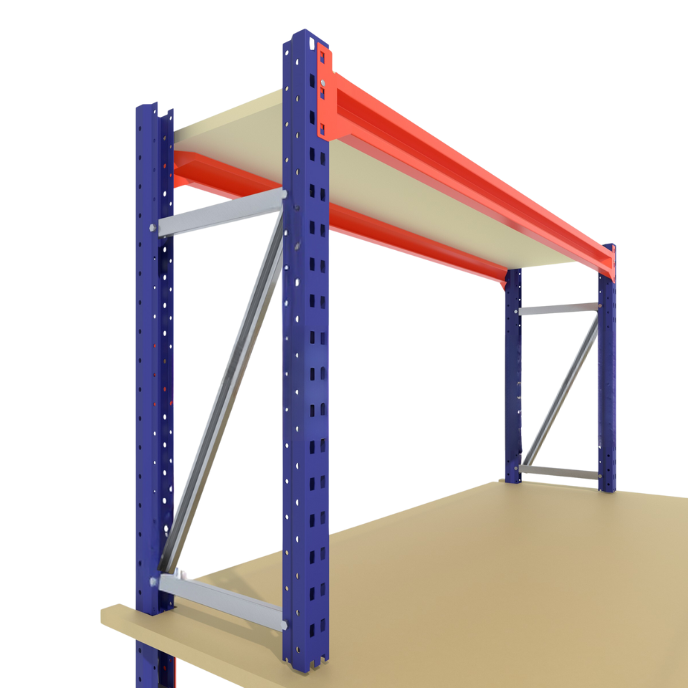 Werkbank op wielen - Met opbouw - Blauw - Alle afmetingen - 3 niveaus - Werkblad 25 mm