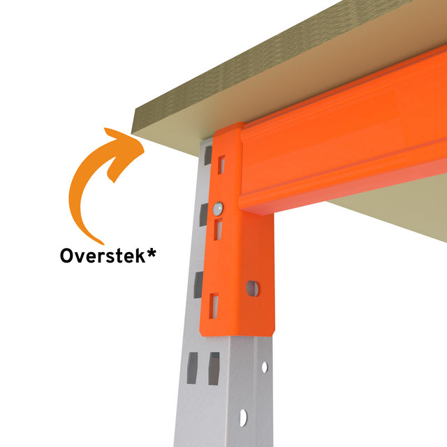 Werkbank op wielen - Dubbele opbouw - Galva - Alle afmetingen - 2 niveaus - Werkblad 30 mm