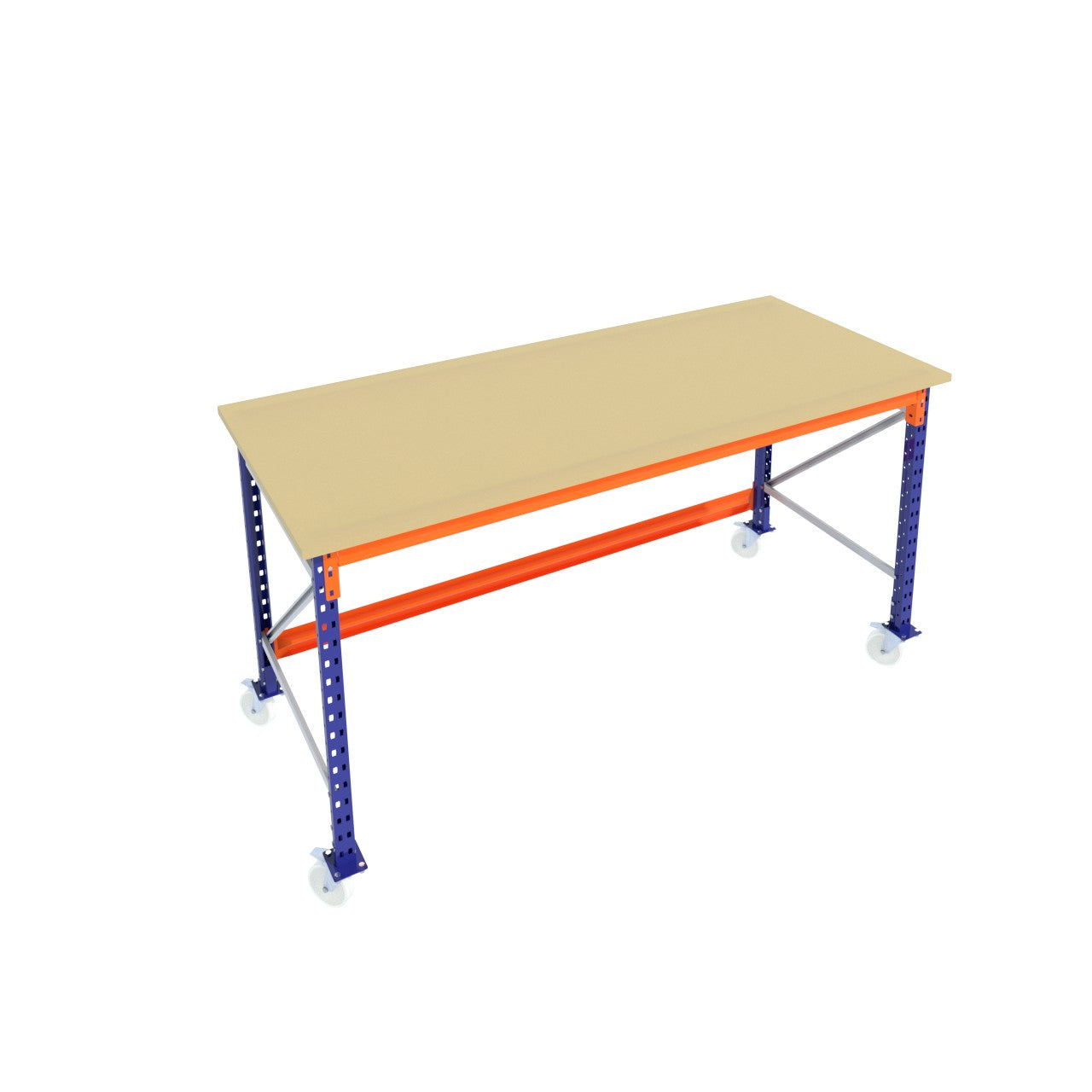 Werkbank op wielen - Blauw -  Alle afmetingen - Werkblad 30 mm