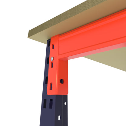 Werkbank op wielen - Dubbele opbouw - Blauw - Alle afmetingen - 3 niveaus - Werkblad 25 mm