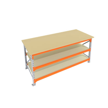 Werkbank vast - Galva -  Alle afmetingen - 3 niveaus - Werkblad 30 mm