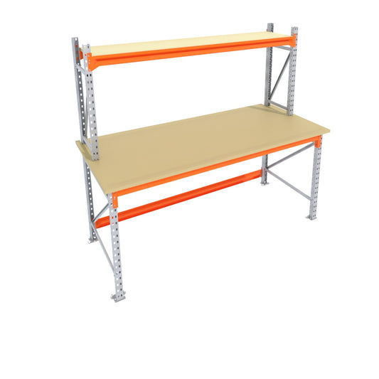Werkbank vast - Met opbouw - Galva -  Alle afmetingen - Enkel Werkblad 30 mm