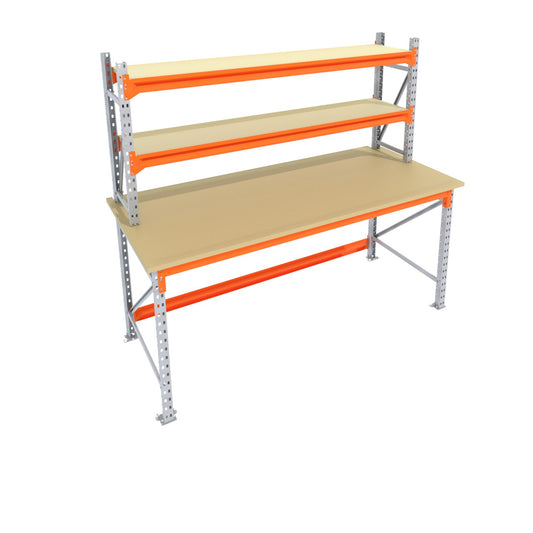 Werkbank vast - Dubbele opbouw - Galva - Alle afmetingen - Werkblad 30 mm