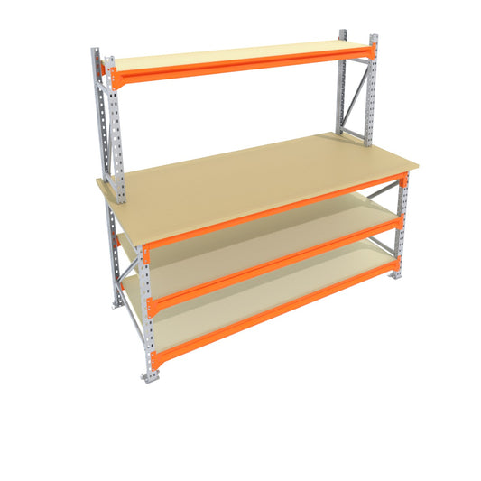 Werkbank vast - Met opbouw - Galva -  Alle afmetingen - 3 niveaus - Werkblad 30 mm